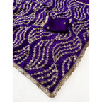 Women's Satin Embellished Saree With Unstitched Blouse 5.5Mtr (Purple)