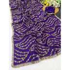 Women's Satin Embellished Saree With Unstitched Blouse 5.5Mtr (Purple)