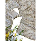 Women's Satin Embellished Saree With Unstitched Blouse 5.5Mtr (Cream)