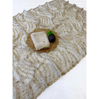 Women's Satin Embellished Saree With Unstitched Blouse 5.5Mtr (Cream)