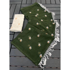 Women's Georgette Embellished Saree With Unstitched Blouse 5.5Mtr (Green)