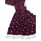 Women's Georgette Embellished Saree With Unstitched Blouse 5.5Mtr (Wine)
