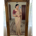 Women's Star Georgette Embroidered Saree With Unstitched Blouse 5.5Mtr (Beige)