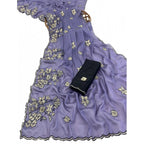 Women's Viscose Silk Embroidered Saree With Unstitched Blouse 5.5Mtr (Purple)