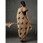 Women's Viscose Silk Embroidered Saree With Unstitched Blouse 5.5Mtr (Beige)