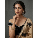 Women's Viscose Silk Embroidered Saree With Unstitched Blouse 5.5Mtr (Beige)