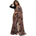 Women's Viscose Silk Embroidered Saree With Unstitched Blouse 5.5Mtr (Brown)