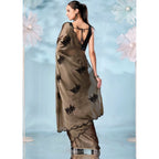 Women's Viscose Silk Embroidered Saree With Unstitched Blouse 5.5Mtr (Beige)