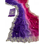 Women's Satin Embellished Saree With Unstitched Blouse 5.5Mtr (Multicolor)