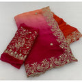 Women's Satin Embellished Saree With Unstitched Blouse 5.5Mtr (Multicolor)
