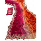 Women's Satin Embellished Saree With Unstitched Blouse 5.5Mtr (Multicolor)