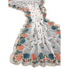 Women's Chiffon Embroidered Saree With Unstitched Blouse 5.5Mtr (White)