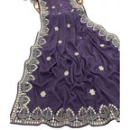 Women's Georgette Embellished Saree With Unstitched Blouse 5.5Mtr (Levander)
