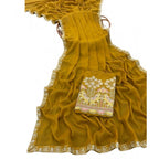 Women's Art Silk Embroidered Saree With Unstitched Blouse 5.5Mtr (Yellow)