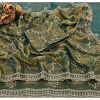 Women's Silk Embellished Saree With Unstitched Blouse 5.5Mtr (Green)