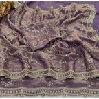 Women's Silk Embellished Saree With Unstitched Blouse 5.5Mtr (Lavender)