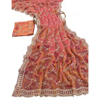 Women's Silk Embellished Saree With Unstitched Blouse 5.5Mtr (Orange)