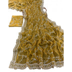 Women's Silk Embellished Saree With Unstitched Blouse 5.5Mtr (Mustard-Yellow)