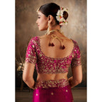 Women's Silk Embroidered Saree With Unstitched Blouse 5.5Mtr (Pink)