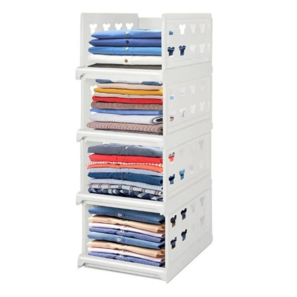 Pack of 1 Plastic Foldable Stackable Storage Organizer (White)