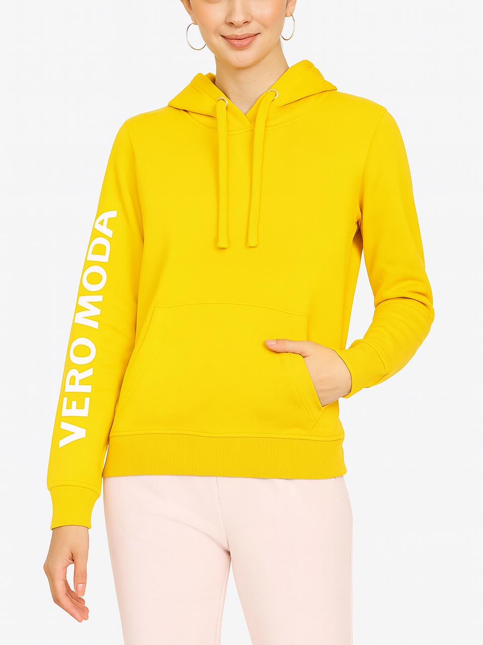 Ladies Fleece Pullover Yellow Sweatshirt