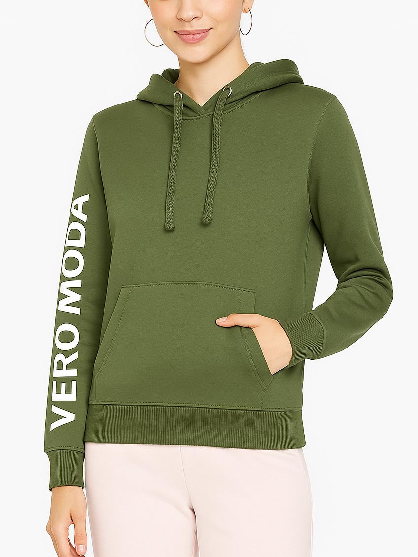 Ladies Fleece Pullover Olive Sweatshirt