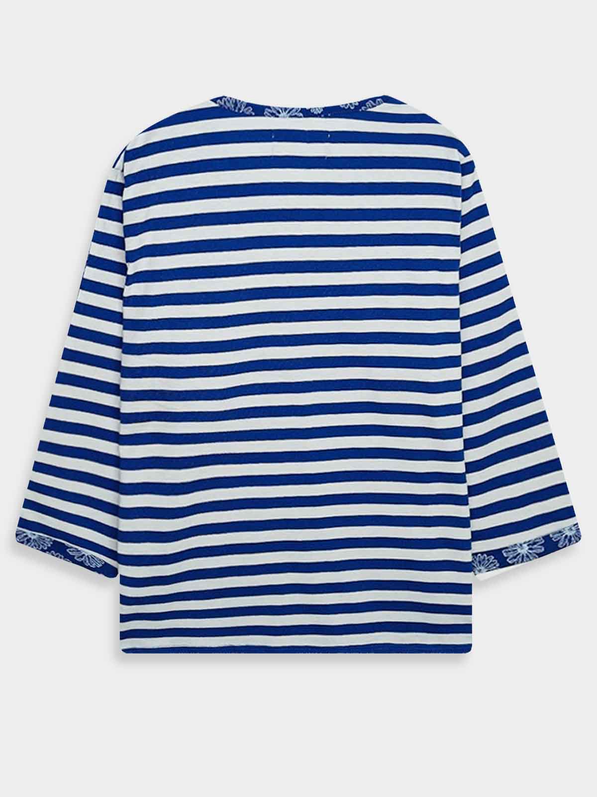 Ladies 3/4th Sleeve Navy AOP Top