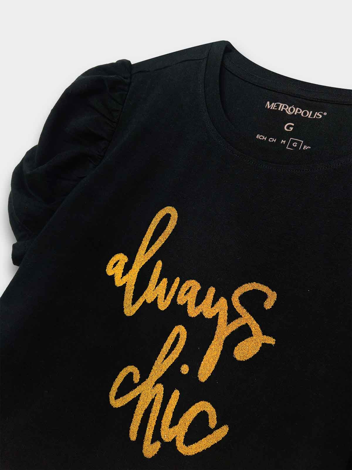 Ladies Stretch Bling Black T-Shirt