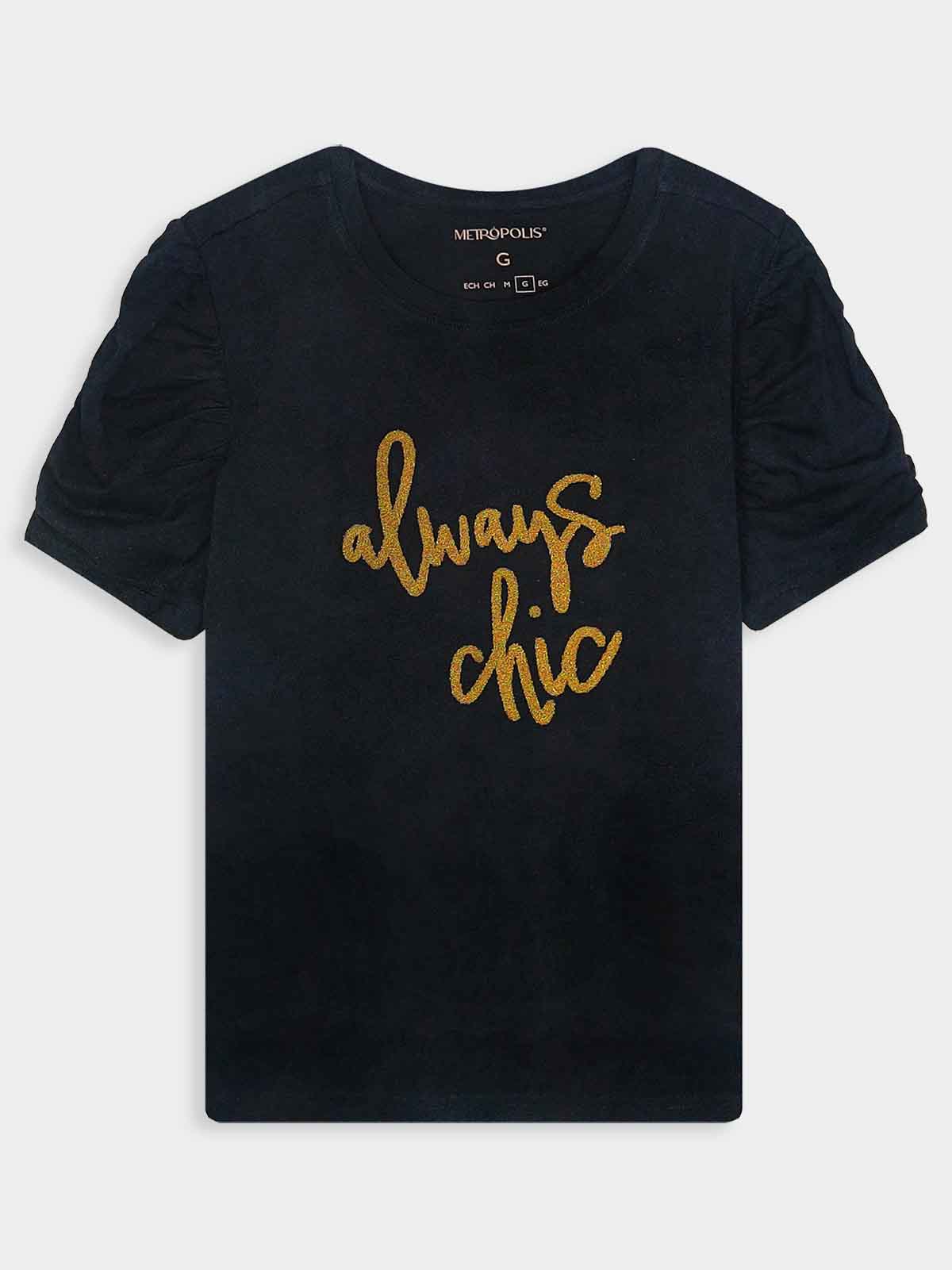 Ladies Stretch Bling Black T-Shirt