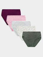 Ladies 5 Pack Stretch Bikini Briefs