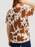 Ladies Brown AOP Top