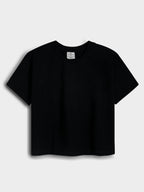 Ladies French Terry Black Crop Top