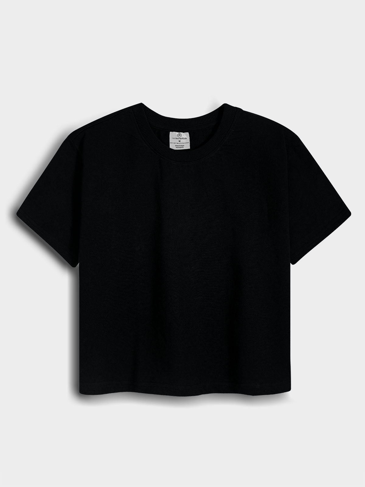 Ladies French Terry Black Crop Top
