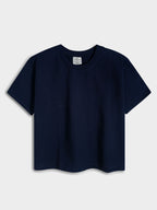 Ladies French Terry Navy Crop Top