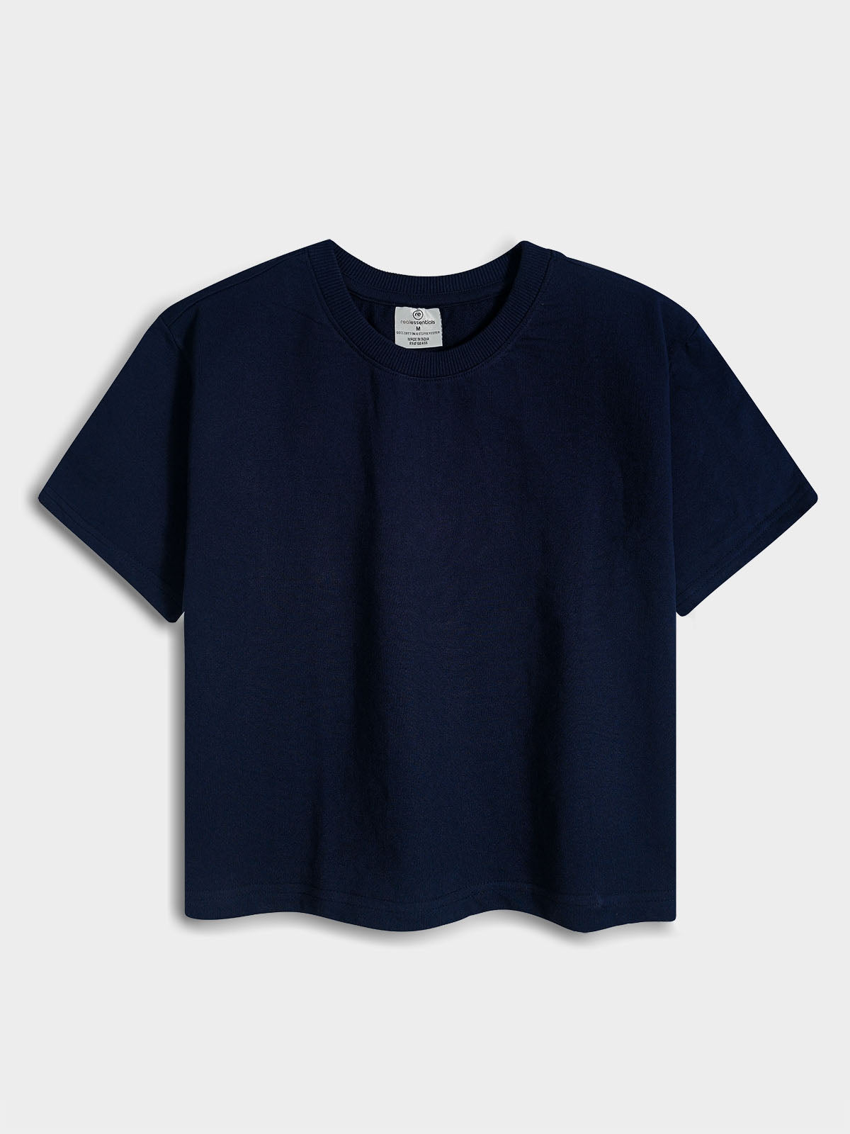 Ladies French Terry Navy Crop Top