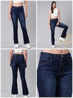 Ladies Washed Navy Jeans