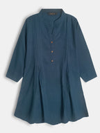 Ladies Pleated Slim Fit Blue Top