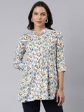 Ladies Slim Fit Green Leaf AOP Top