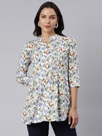 Ladies Slim Fit Green Leaf AOP Top