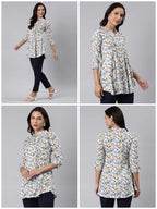 Ladies Slim Fit Green Leaf AOP Top