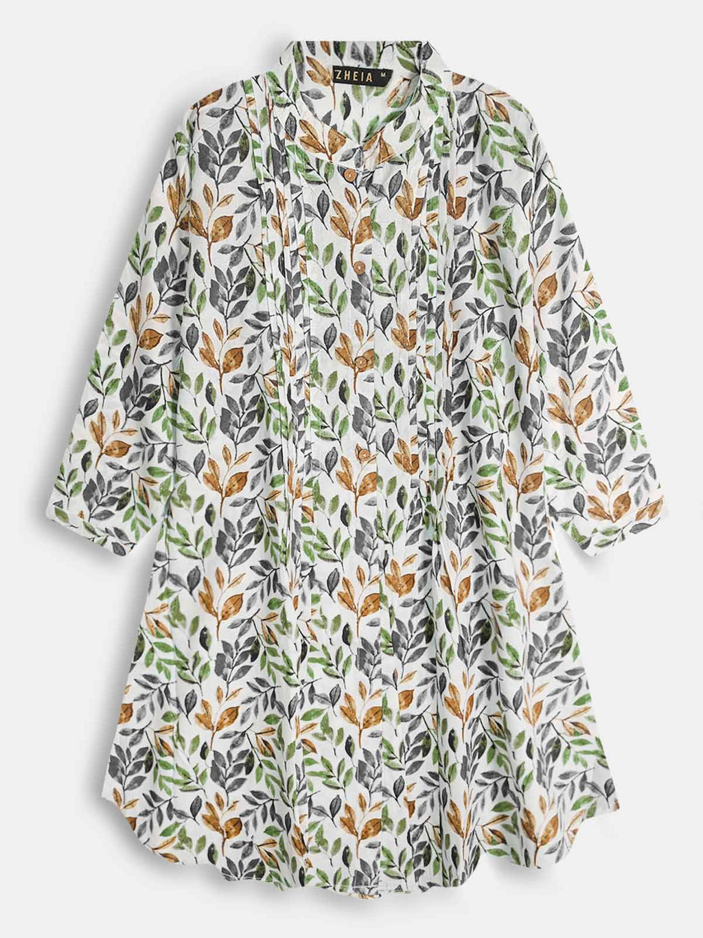 Ladies Slim Fit Green Leaf AOP Top