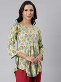 Ladies Slim Fit Olive AOP Top
