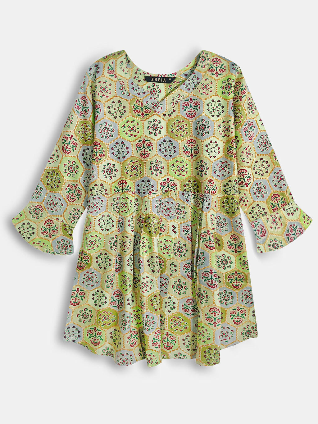 Ladies Slim Fit Olive AOP Top