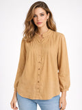 Ladies Mustard Pleated Woven Top