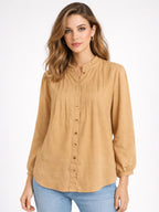 Ladies Mustard Pleated Woven Top