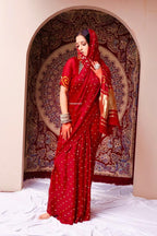 Pure Modal Gaji Silk Bandhani Saree – Ek Dani Handcrafted Collection