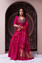 Pure Modal Gaji Silk Bandhani Saree – Ek Dani Handcrafted Collection