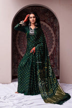 Pure Modal Gaji Silk Bandhani Saree – Ek Dani Handcrafted Collection