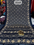 Premium Mirror Work Ajrakh Print Crepe Silk Saree with Running Blouse