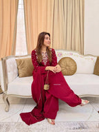 Premium French Crepe Embroidery Kurti Set